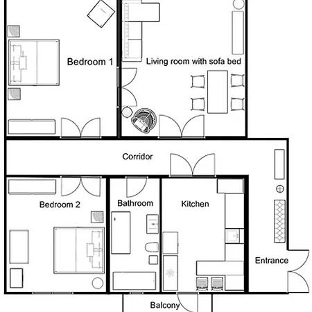 Daire Designer 110m2 With King Size Beds & Equipped Kitchen *
